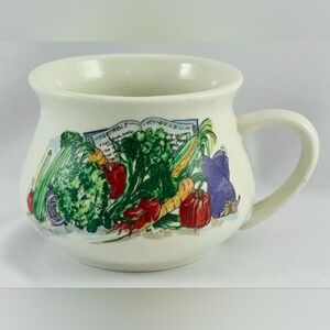 GIBSON HOUSEWARES "Vegetables"  Individual Handled Potbelly Soup Bowl Mug 16 oz